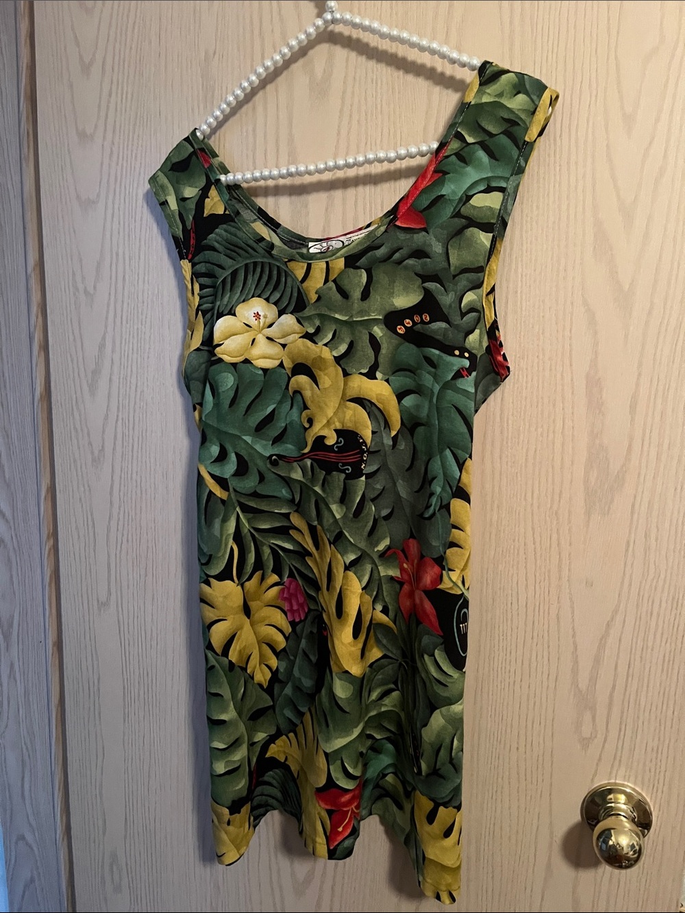 Tropical Leaf Print Mini Dress in Green
